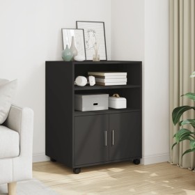 Armario con ruedas madera de ingeniería negro 60x48x81 cm de , Armarios archivadores - Ref: Foro24-853165, Precio: 84,22 €, D...