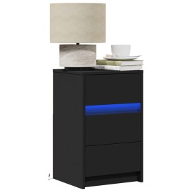 Black engineered wood bedside table with LED lights by , Nightstands - Ref: Foro24-852013, Price: 79,30 €, Discount: %