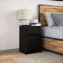 Black engineered wood bedside table with LED lights by , Nightstands - Ref: Foro24-852013, Price: 69,67 €, Discount: %