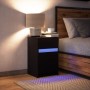 Black engineered wood bedside table with LED lights by , Nightstands - Ref: Foro24-852013, Price: 69,67 €, Discount: %