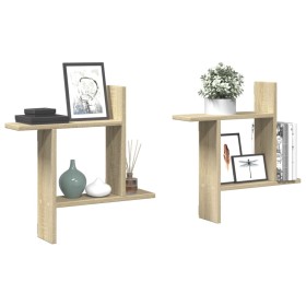 Wall shelves 2 units engineered wood Sonoma oak 50x12x50 cm by , Shelves and shelves - Ref: Foro24-853256, Price: 25,20 €, Di...