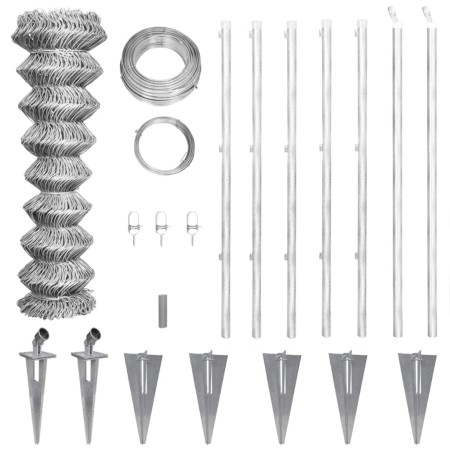 Valla metálica con estacas postes acero galvanizado 15x0,8 m de vidaXL, Paneles de vallas - Ref: Foro24-141502, Precio: 159,5...