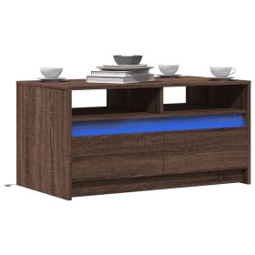 LED light coffee table made of brown oak engineered wood by , Coffee table - Ref: Foro24-851997, Price: 97,15 €, Discount: %