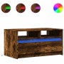 Mesa de centro con luces LED madera de ingeniería roble ahumado de , Mesas de centro - Ref: Foro24-851995, Precio: 94,99 €, D...