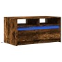 Mesa de centro con luces LED madera de ingeniería roble ahumado de , Mesas de centro - Ref: Foro24-851995, Precio: 94,99 €, D...