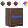 Nightstand with LED lights made of engineered oak wood in brown. by , Nightstands - Ref: Foro24-852045, Price: 56,58 €, Disco...