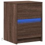 Nightstand with LED lights made of engineered oak wood in brown. by , Nightstands - Ref: Foro24-852045, Price: 56,58 €, Disco...