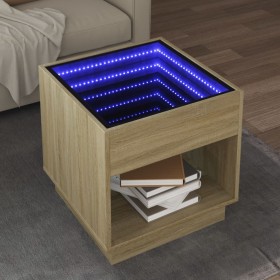 Mesa de centro con Infinity LED roble Sonoma 50x50x50 cm de , Mesas de centro - Ref: Foro24-847653, Precio: 103,24 €, Descuen...