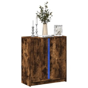 Sideboard with LED lighting, smoked oak engineered wood, 77x34x85 cm by , Sideboards - Ref: Foro24-852135, Price: 86,99 €, Di...