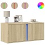 Wall-mounted TV stand with LED lights Sonoma oak 80x31x35 cm by , TV Furniture - Ref: Foro24-852259, Price: 56,91 €, Discount: %