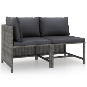 Garden sofa set with cushions 2 pieces gray synthetic rattan by vidaXL, Modular outdoor sofas - Ref: Foro24-313506, Price: 15...