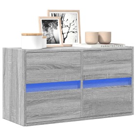 Wall-mounted TV stand with LED lights in Sonoma gray, 80x31x45 cm. by , TV Furniture - Ref: Foro24-852290, Price: 82,47 €, Di...