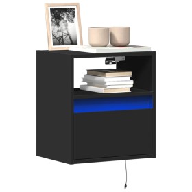 Wall-mounted TV stand with LED lights black 41x31x45 cm by , TV Furniture - Ref: Foro24-852315, Price: 57,99 €, Discount: %