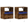 Wall-mounted TV furniture with LED lights, 2 units, smoked oak, 41x31x45 cm. by , TV Furniture - Ref: Foro24-852322, Price: 9...