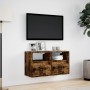 Wall-mounted TV furniture with LED lights, 2 units, smoked oak, 41x31x45 cm. by , TV Furniture - Ref: Foro24-852322, Price: 9...