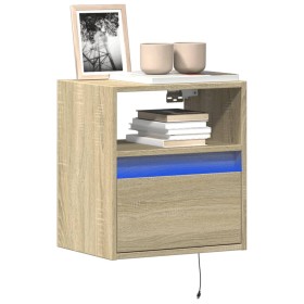 Wall-mounted TV stand with LED lights Sonoma oak 41x31x45 cm by , TV Furniture - Ref: Foro24-852317, Price: 55,81 €, Discount: %