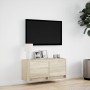 Wall-mounted TV stand with LED lights Sonoma oak 80x31x35 cm by , TV Furniture - Ref: Foro24-852357, Price: 68,12 €, Discount: %