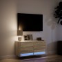 Wall-mounted TV stand with LED lights Sonoma oak 80x31x35 cm by , TV Furniture - Ref: Foro24-852357, Price: 68,12 €, Discount: %