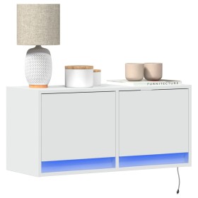 Wall-mounted TV stand with LED lights white 80x31x35 cm by , TV Furniture - Ref: Foro24-852355, Price: 70,18 €, Discount: %