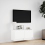 Wall-mounted TV stand with LED lights white 80x31x35 cm by , TV Furniture - Ref: Foro24-852355, Price: 70,18 €, Discount: %