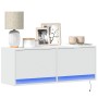 Wall-mounted TV stand with LED lights white 100x31x35 cm by , TV Furniture - Ref: Foro24-852362, Price: 77,99 €, Discount: %