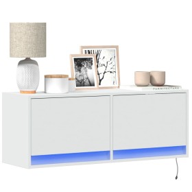 Wall-mounted TV stand with LED lights white 100x31x35 cm by , TV Furniture - Ref: Foro24-852362, Price: 78,15 €, Discount: %