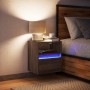 Wall-mounted bedside table with LED lights in brown oak by , Nightstands - Ref: Foro24-3307987, Price: 57,49 €, Discount: %