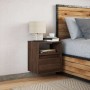 Wall-mounted bedside table with LED lights in brown oak by , Nightstands - Ref: Foro24-3307987, Price: 57,49 €, Discount: %