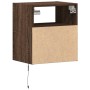 Wall-mounted bedside table with LED lights in brown oak by , Nightstands - Ref: Foro24-3307987, Price: 57,49 €, Discount: %