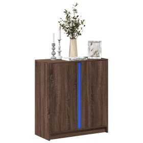 Sideboard with LED lights, engineered wood, brown oak, 77x34x85 cm by , Sideboards - Ref: Foro24-852137, Price: 88,99 €, Disc...