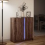 Sideboard with LED lights, engineered wood, brown oak, 77x34x85 cm by , Sideboards - Ref: Foro24-852137, Price: 89,18 €, Disc...