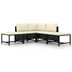 5-piece garden sofa set and black synthetic rattan cushions by vidaXL, Modular outdoor sofas - Ref: Foro24-313517, Price: 217...