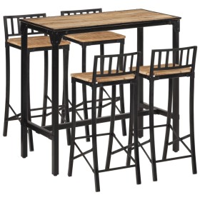 Hocher Tisch-Set und 5-teilige Hocker aus massivem Mangoholz und Metall. von , Möbelsets für Küchen und Esszimmer - Ref: Foro...