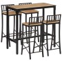 High table set and 5-piece solid mango wood and metal stools. by , Furniture sets for kitchens and dining rooms - Ref: Foro24...