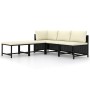 5-teiliges Gartensofa-Set und schwarze synthetische Rattankissen von vidaXL, Modulare Sofas für den Außenbereich - Ref: Foro2...