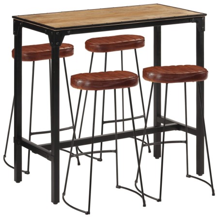 High table set and 5-piece solid mango wood and metal stools. by , Furniture sets for kitchens and dining rooms - Ref: Foro24...