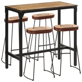 High table set and 5-piece solid mango wood and metal stools. by , Furniture sets for kitchens and dining rooms - Ref: Foro24...