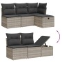 Gartensofa-Set und Kissen, 5-teilig, aus hellem grauem Kunststoff-Rattan. von , Gartensets - Ref: Foro24-3263138, Preis: 360,...