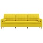 Sofá de 3 plazas con cojines tela amarillo claro 210 cm de , Sofás - Ref: Foro24-3278206, Precio: 297,68 €, Descuento: %