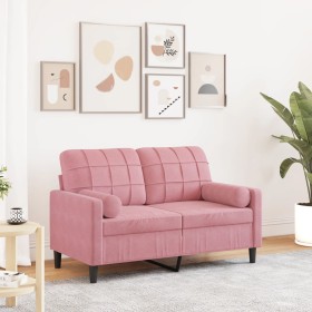 Sofá de 2 plazas con cojines terciopelo rosa 120 cm de , Sofás - Ref: Foro24-3278212, Precio: 225,59 €, Descuento: %