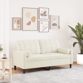 Zweiplätziges Sofa mit cremefarbenen Samtkissen, 140 cm. von , Sofas - Ref: Foro24-3278227, Preis: 235,26 €, Rabatt: %