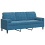 3-seater sofa with blue velvet cushions 180 cm by , Sofas - Ref: Foro24-3278238, Price: 291,07 €, Discount: %