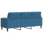 Sofá de 3 plazas con cojines terciopelo azul 180 cm de , Sofás - Ref: Foro24-3278238, Precio: 291,15 €, Descuento: %