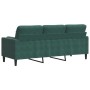 Sofá de 3 plazas con cojines terciopelo verde oscuro 180 cm de , Sofás - Ref: Foro24-3278231, Precio: 295,86 €, Descuento: %