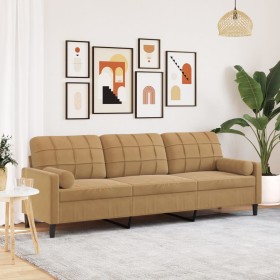 Dreisitzer-Sofa mit braunen Samtkissen, 210 cm. von , Sofas - Ref: Foro24-3278246, Preis: 271,39 €, Rabatt: %