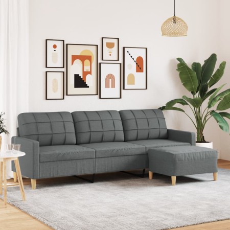 3-seater sofa with dark gray fabric ottoman, 210 cm by , Sofas - Ref: Foro24-3278250, Price: 361,69 €, Discount: %