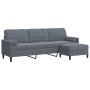 Sofá de 3 plazas con taburete de terciopelo gris oscuro 210 cm de , Sofás - Ref: Foro24-3278278, Precio: 378,99 €, Descuento: %