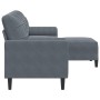 Sofá de 3 plazas con taburete de terciopelo gris oscuro 210 cm de , Sofás - Ref: Foro24-3278278, Precio: 378,99 €, Descuento: %