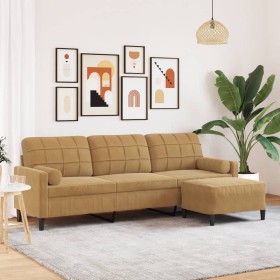 Dreisitzer-Sofa mit braunem Samt-Hocker, 210 cm. von , Sofas - Ref: Foro24-3278284, Preis: 312,99 €, Rabatt: %