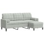 Dreisitzer-Sofa mit Hocker aus hellgrauem Samt, 180 cm. von , Sofas - Ref: Foro24-3278267, Preis: 311,02 €, Rabatt: %